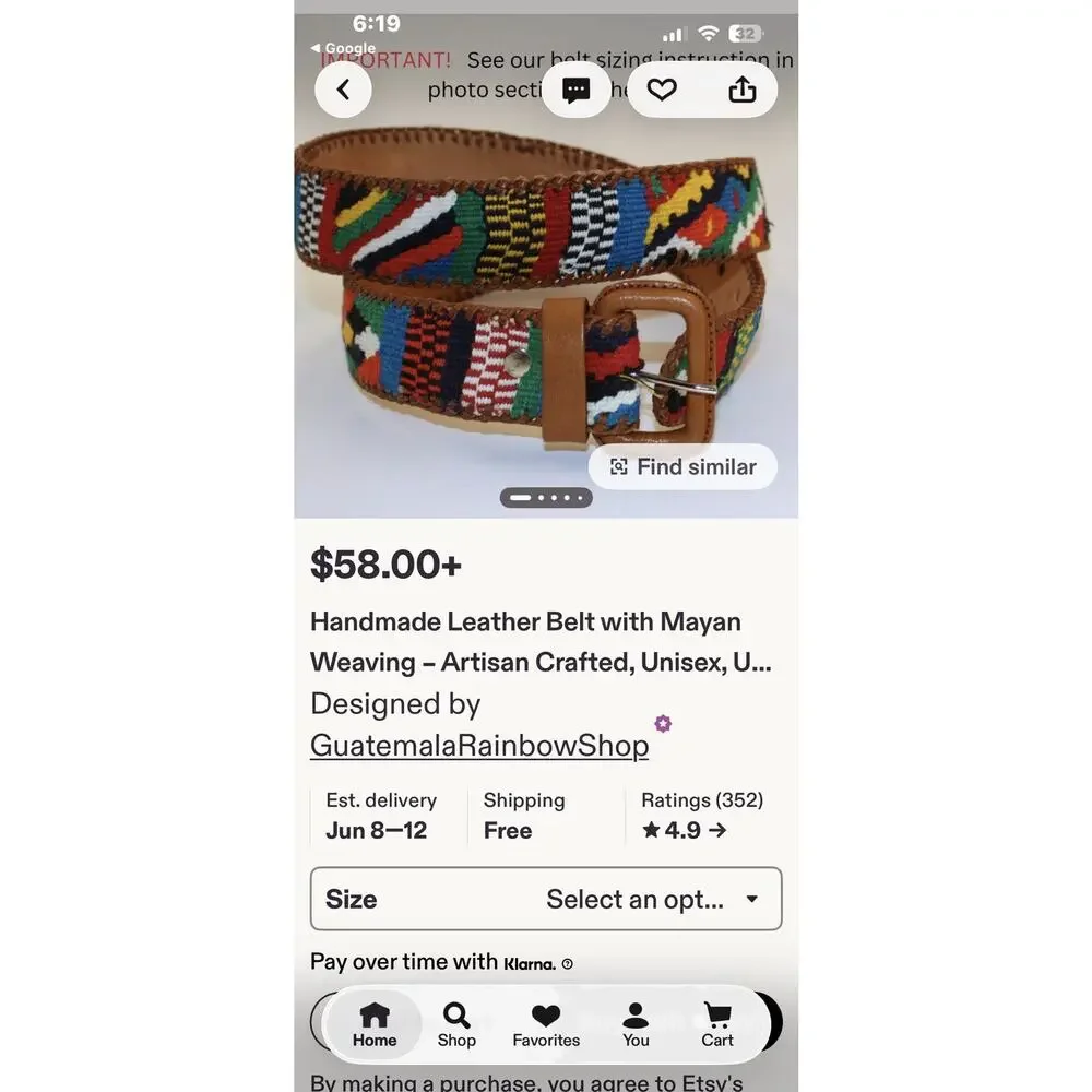 Handmade Leather Mayan Woven Textile Belt Unisex 42 Artisan Whipstitch Boho